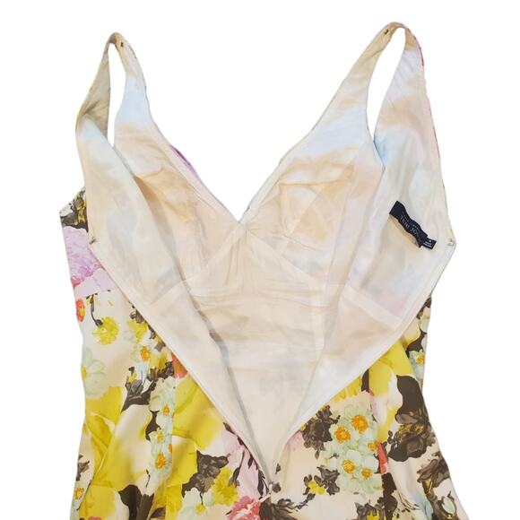 RICKIE FREEMAN for TERI JON Floral Cotton Dress Sz 10 has a lining flaw - Picture 9 of 13